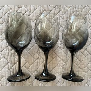 HANDBLOWN WINE GLASSES (set of 3) gorgeous black handblown wine glasses